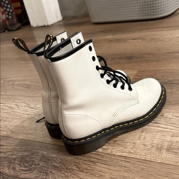 Dr. Martens Women's White Combat Boots - Picture 2 of 4